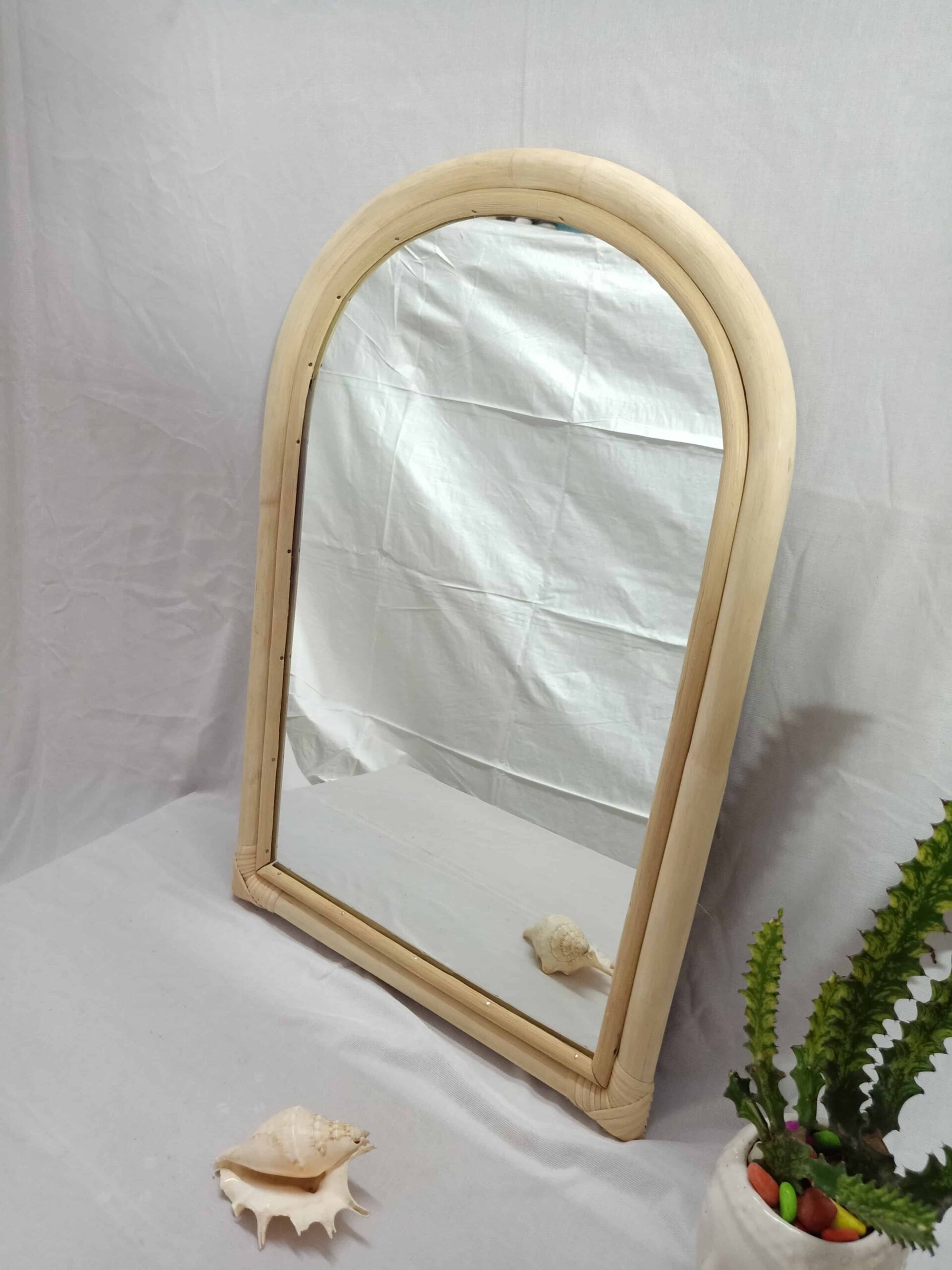 Handmade Rattan Wall Mirror, Real looking Mirror. - Image 3