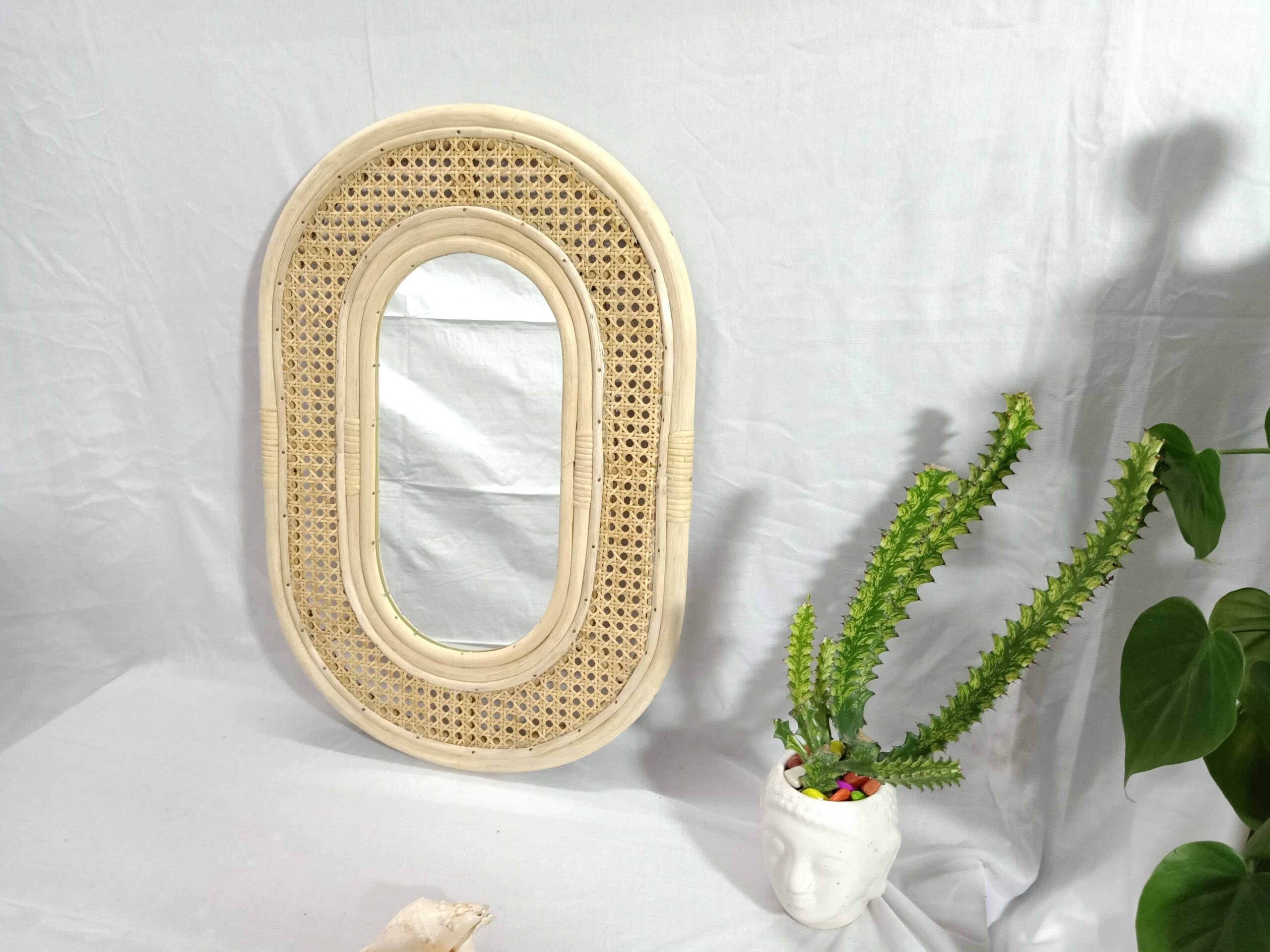 Handmade Rattan Wall Mirror, Real looking Mirror. - Image 3