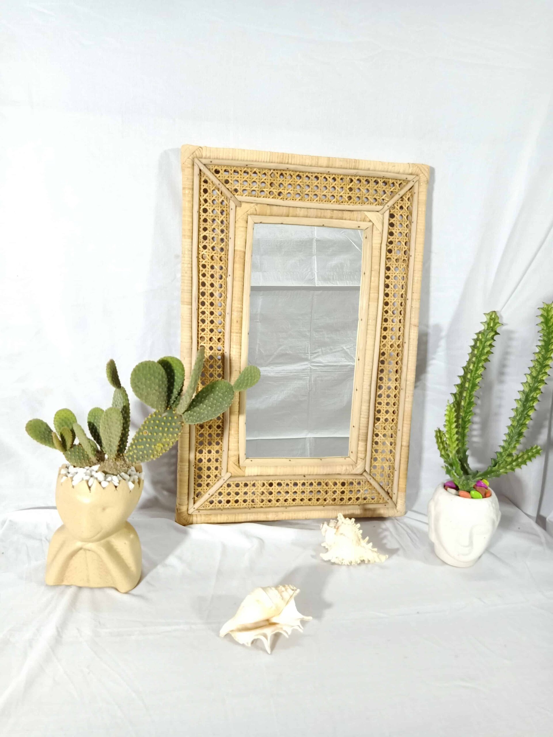 Handmade Rattan Wall Mirror, Real looking Mirror.