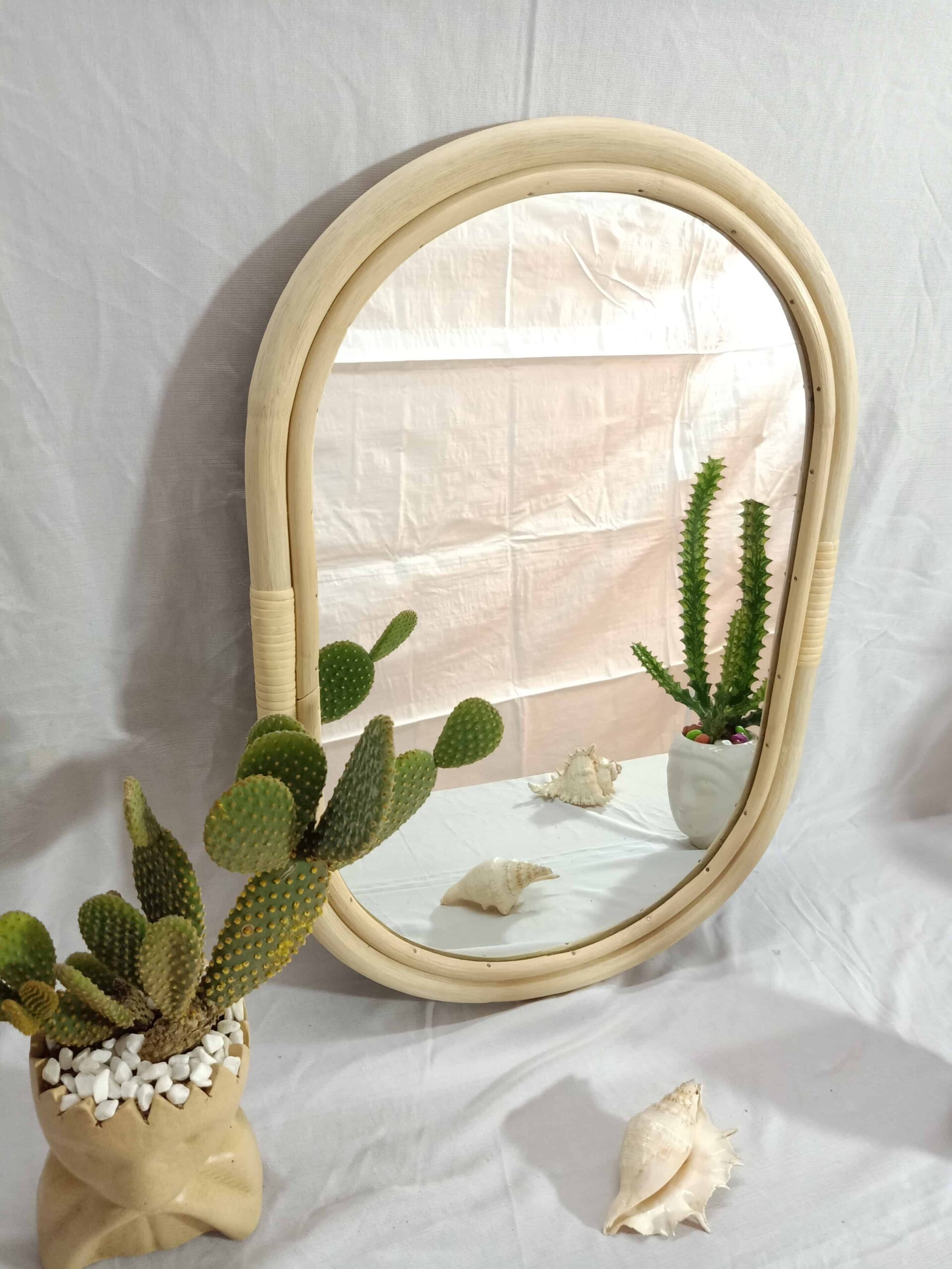 Handmade Rattan Wall Mirror, Real looking Mirror.