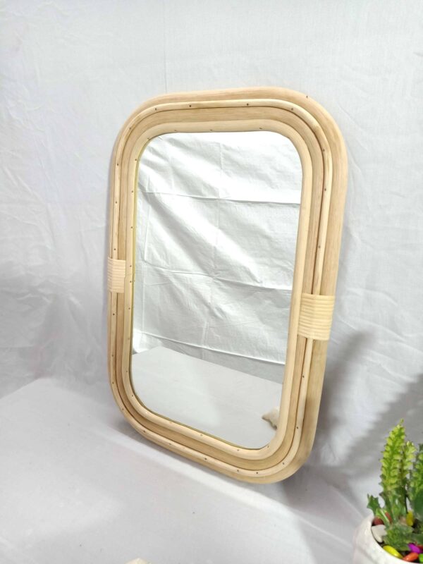 Handmade Rattan Wall Mirror, Real looking Mirror. - Image 3