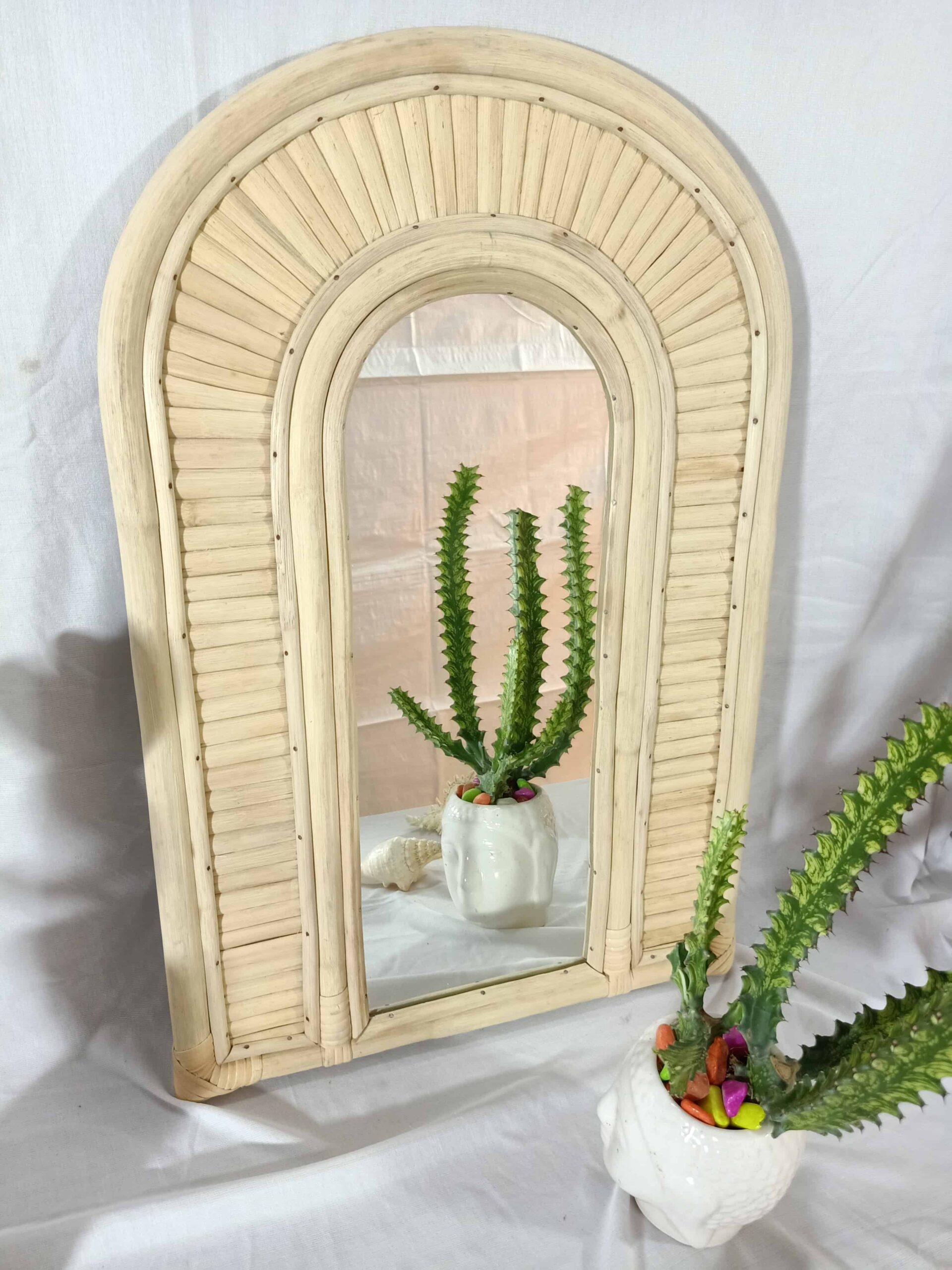 Handmade Rattan Wall Mirror, Real looking Mirror. - Image 3