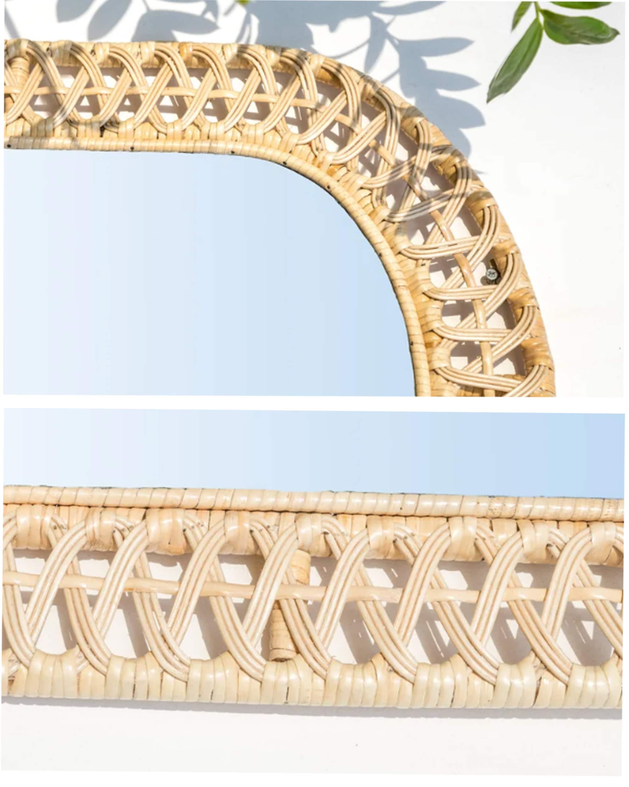 Handmade Rattan Wall Mirror, Real looking Mirror. - Image 3