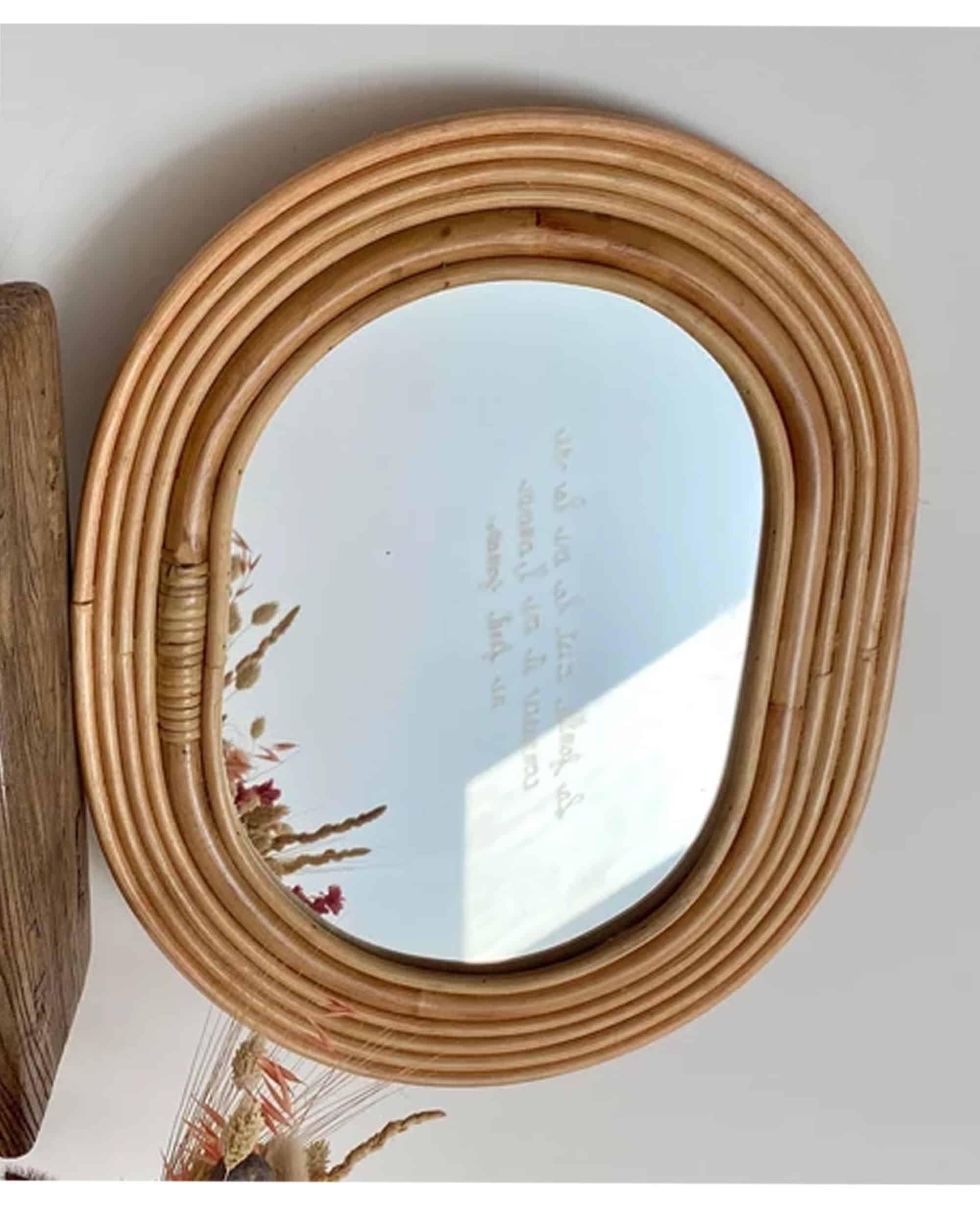 Handmade Rattan Wall Mirror, Real looking Mirror. - Image 2