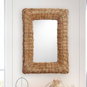 Handmade Rattan Wall Mirror, Real looking Mirror.