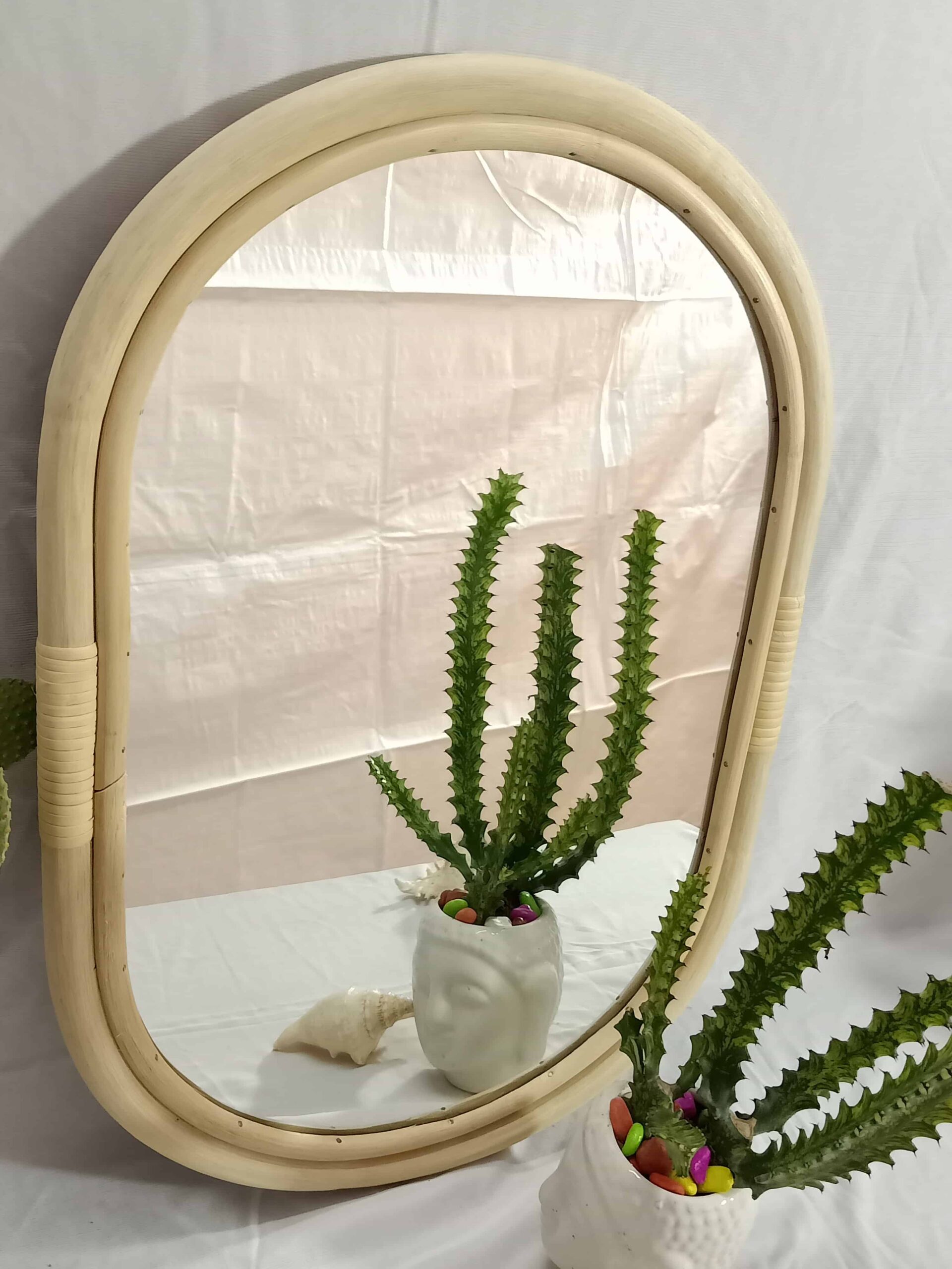 Handmade Rattan Wall Mirror, Real looking Mirror. - Image 2