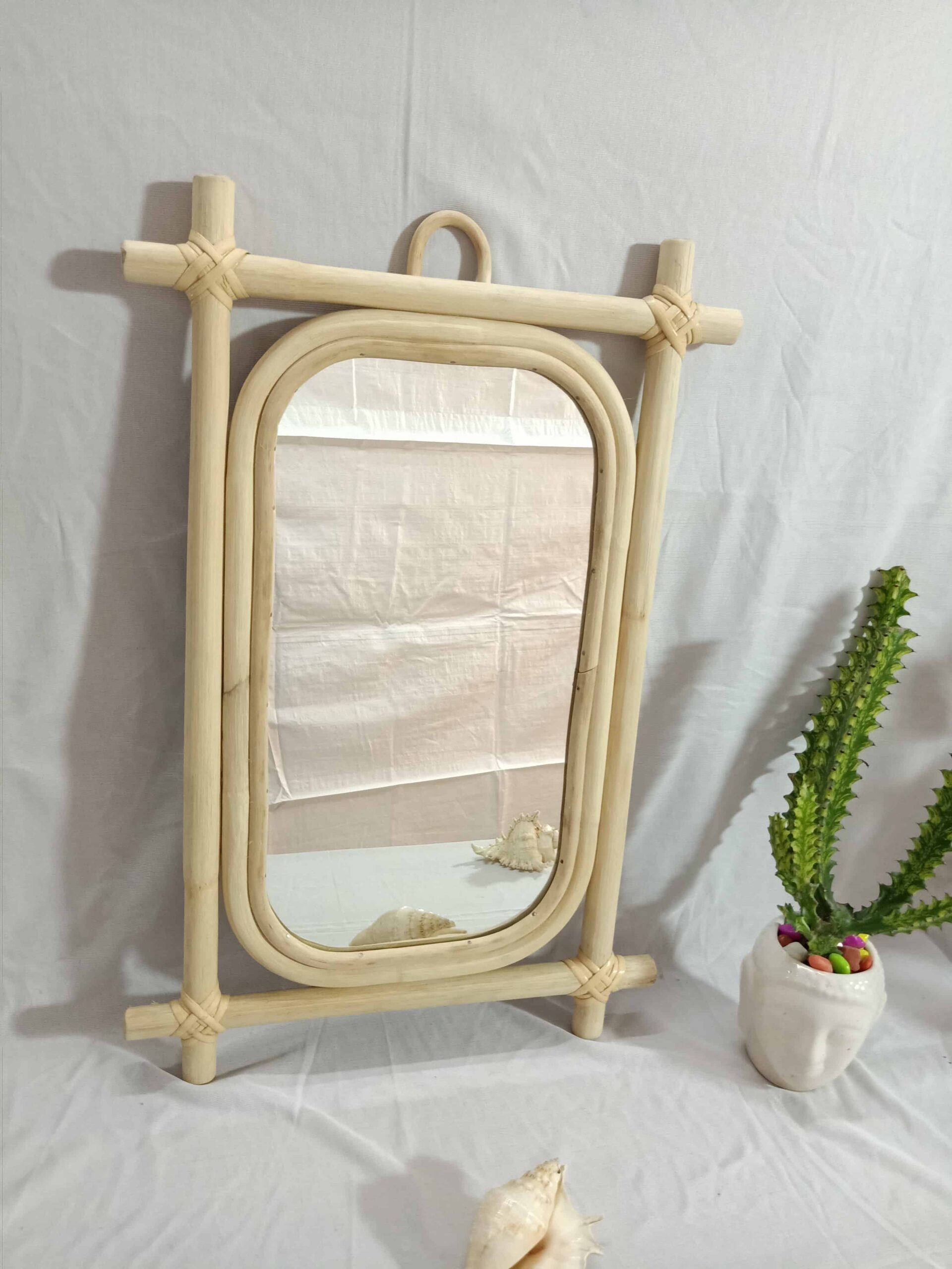 Handmade Rattan Wall Mirror, Real looking Mirror.