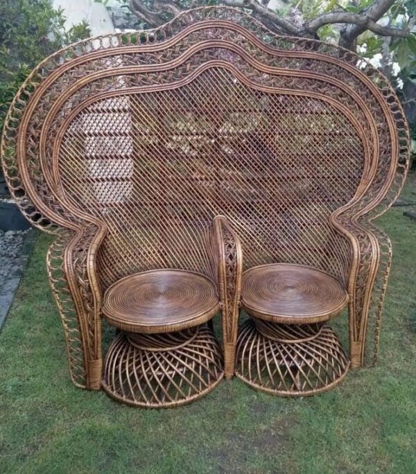 Handmade Rattan Peacock Double Chair - Image 3