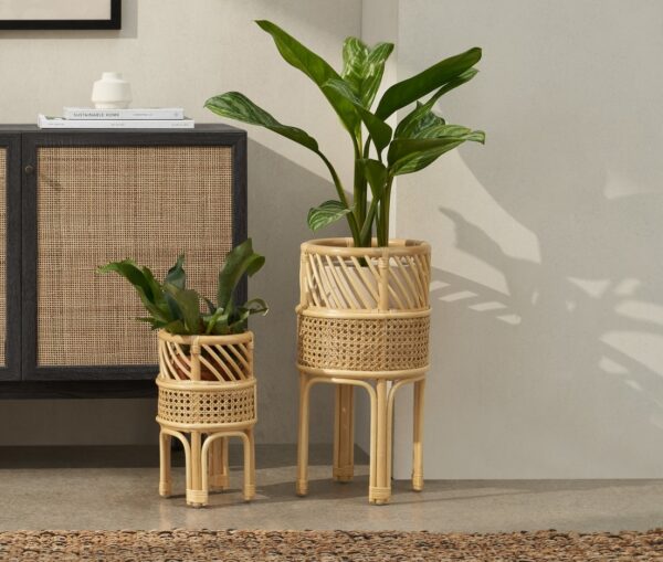 Handmade Rattan Plant Stand | Rattan Planter - Image 5