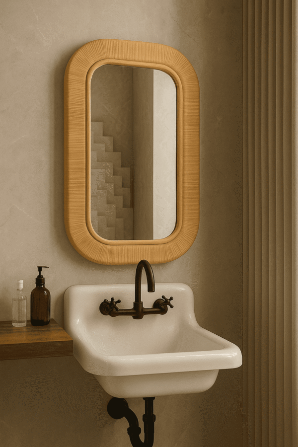 Handmade Rattan Wall Mirror, Real looking Mirror. - Image 4