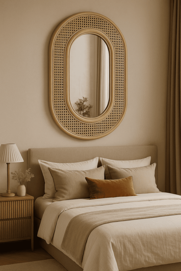 Handmade Rattan Wall Mirror, Real looking Mirror. - Image 11