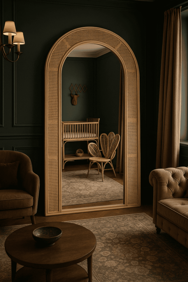 Handmade Rattan Wall Mirror, Real looking Mirror. - Image 3