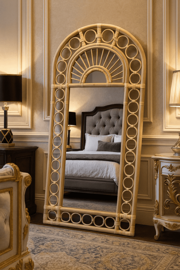 Handmade Rattan Wall Mirror, Real looking Mirror. - Image 2