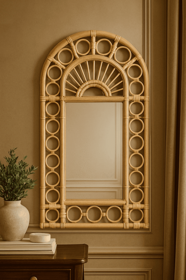 Handmade Rattan Wall Mirror, Real looking Mirror. - Image 5