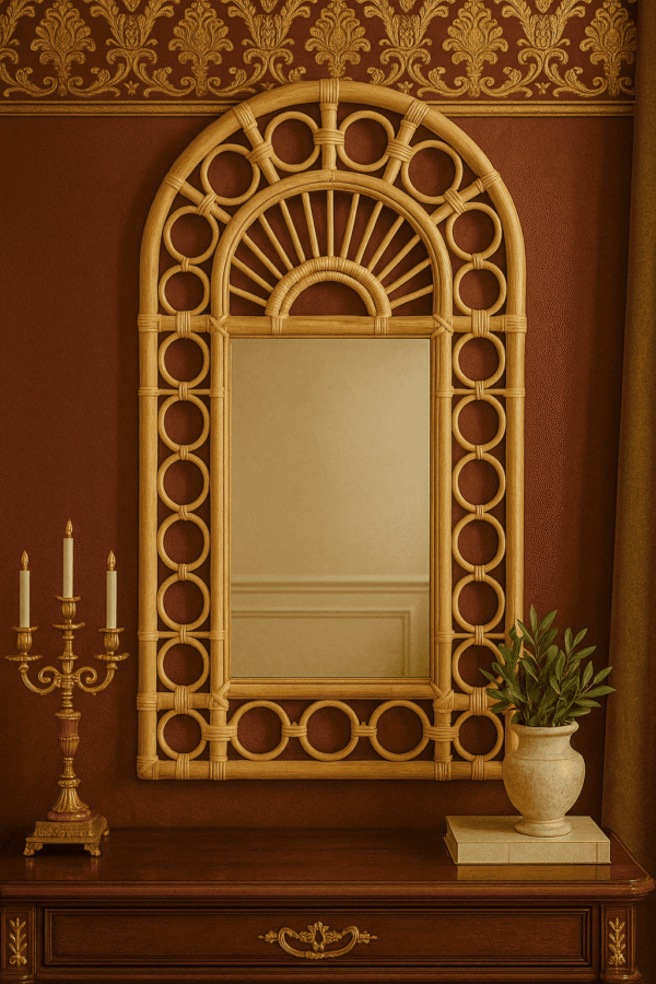 Handmade Rattan Wall Mirror, Real looking Mirror.