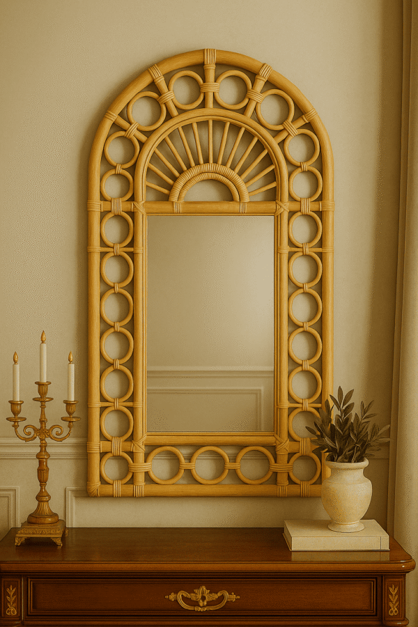 Handmade Rattan Wall Mirror, Real looking Mirror. - Image 8