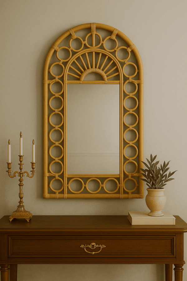 Handmade Rattan Wall Mirror, Real looking Mirror. - Image 9