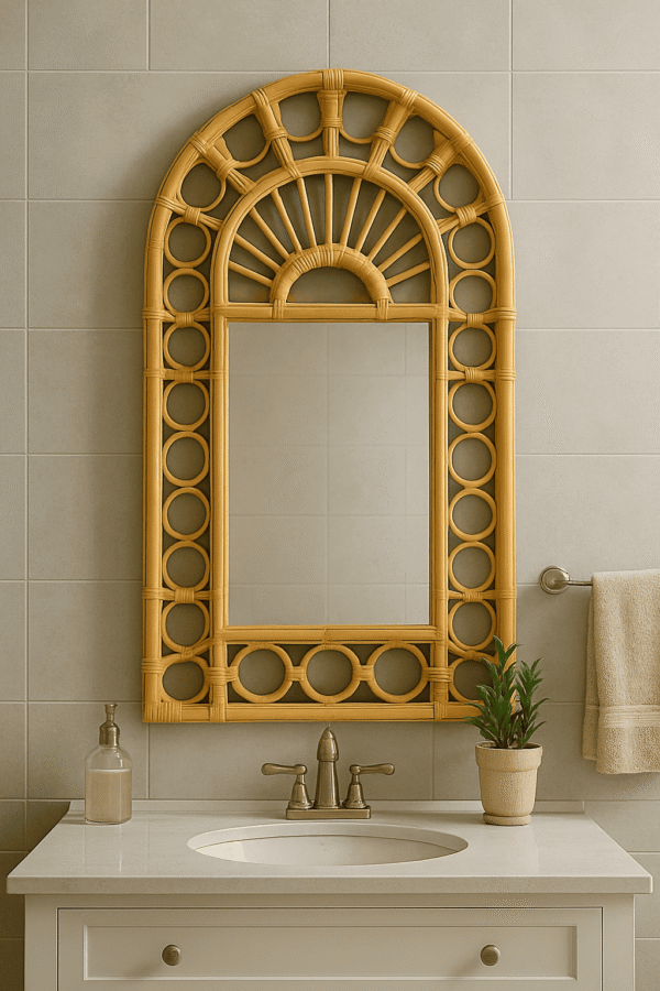 Handmade Rattan Wall Mirror, Real looking Mirror. - Image 10