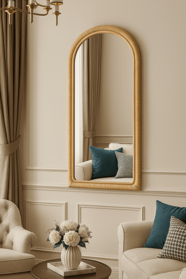 Handmade Rattan Wall Mirror, Real looking Mirror. - Image 9