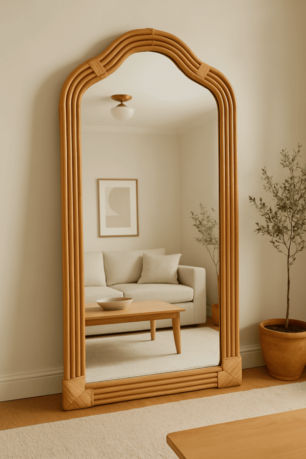 Handmade Rattan Wall Mirror, Real looking Mirror. - Image 4