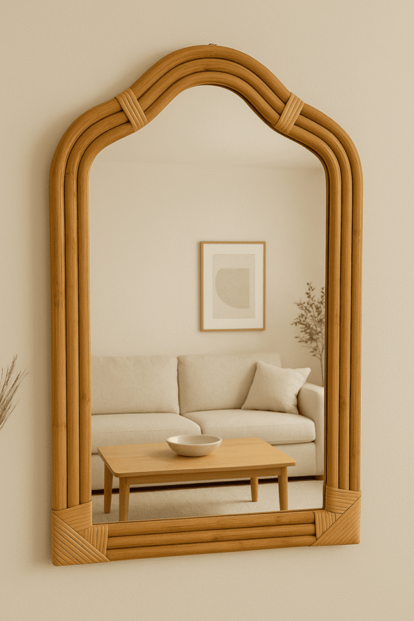 Handmade Rattan Wall Mirror, Real looking Mirror. - Image 5