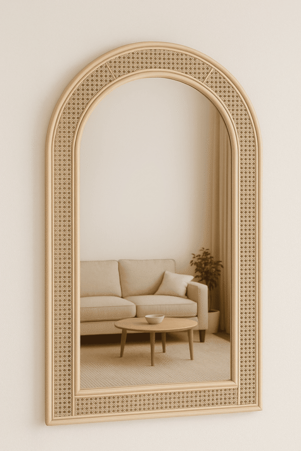 Handmade Rattan Wall Mirror, Real looking Mirror. - Image 6