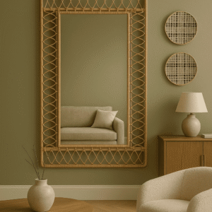 Handmade Rattan Wall Mirror, Real looking Mirror.