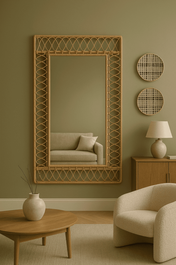 Handmade Rattan Wall Mirror, Real looking Mirror.