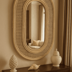 Handmade Rattan Wall Mirror, Real looking Mirror.