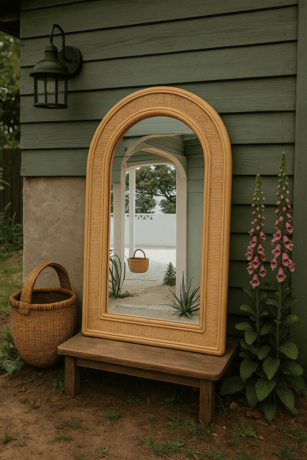 Handmade Rattan Wall Mirror, Real looking Mirror. - Image 5
