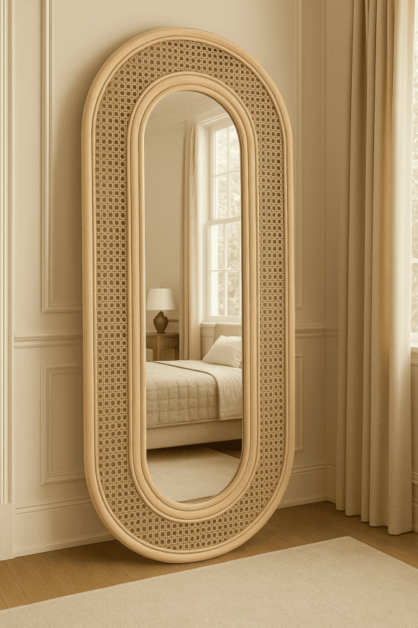 Handmade Rattan Wall Mirror, Real looking Mirror. - Image 5