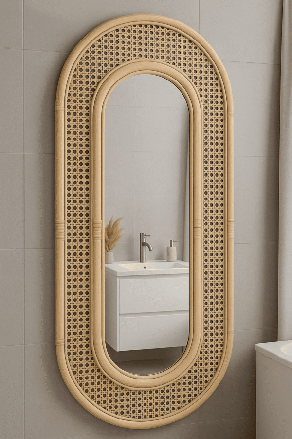 Handmade Rattan Wall Mirror, Real looking Mirror. - Image 6