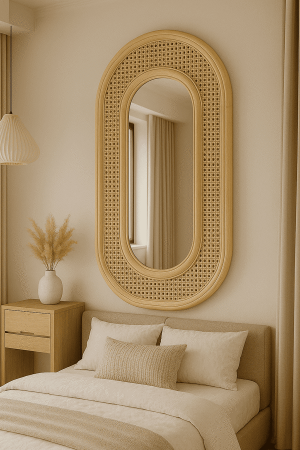 Handmade Rattan Wall Mirror, Real looking Mirror. - Image 7