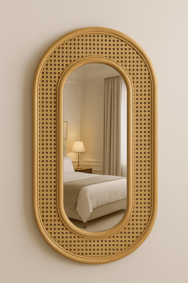 Handmade Rattan Wall Mirror, Real looking Mirror. - Image 8