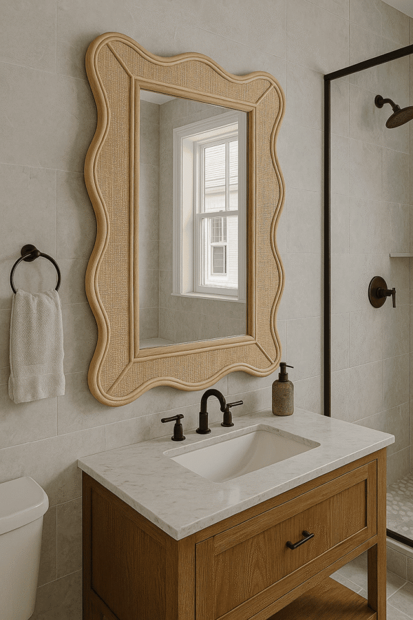Handmade Rattan Wall Mirror, Real looking Mirror. - Image 6