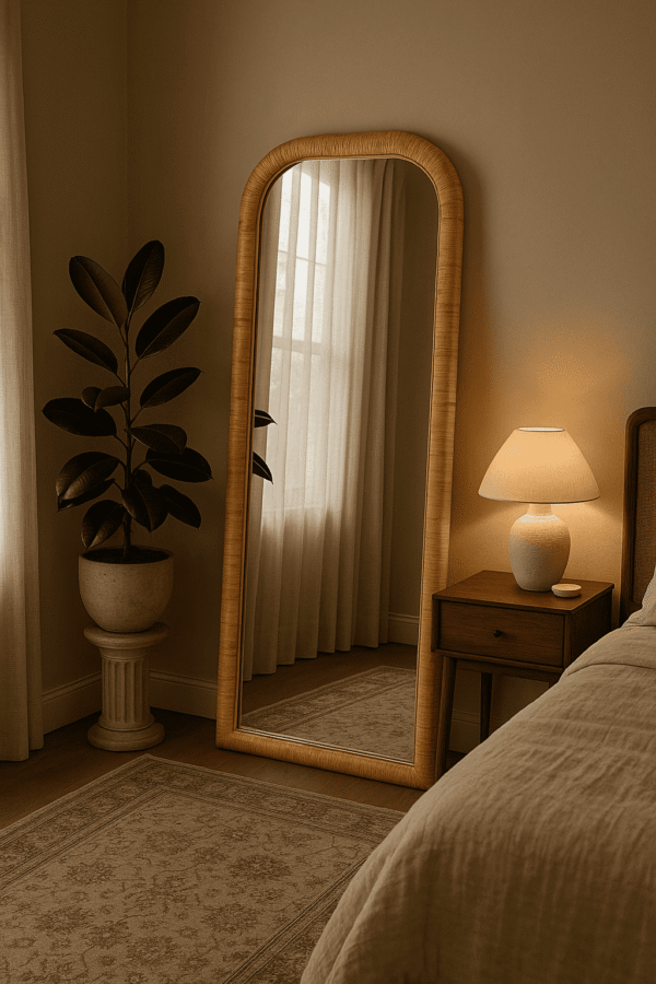 Handmade Rattan Wall Mirror, Real looking Mirror. - Image 3