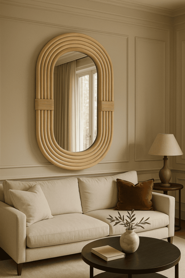 Handmade Rattan Wall Mirror, Real looking Mirror. - Image 3