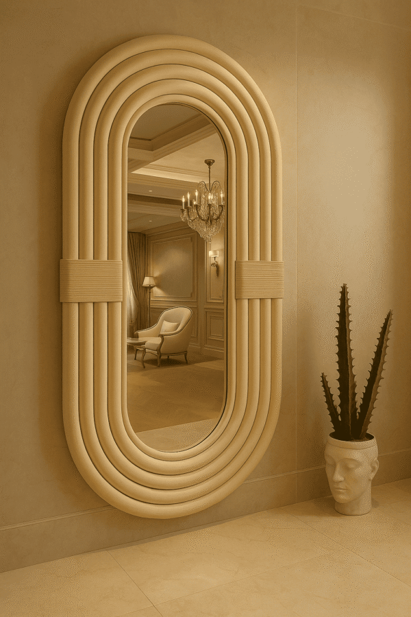 Handmade Rattan Wall Mirror, Real looking Mirror. - Image 4