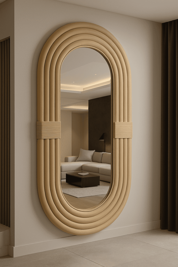 Handmade Rattan Wall Mirror, Real looking Mirror. - Image 6