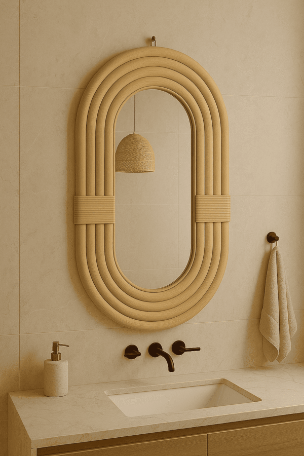 Handmade Rattan Wall Mirror, Real looking Mirror. - Image 8