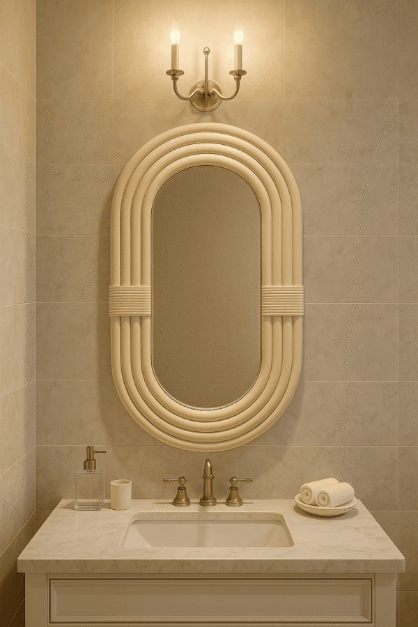 Handmade Rattan Wall Mirror, Real looking Mirror. - Image 9