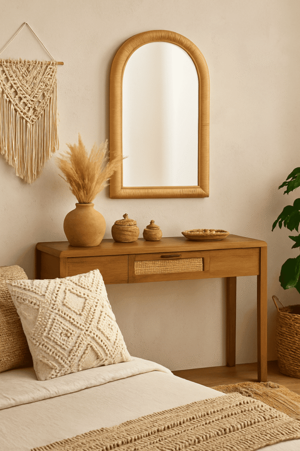 Handmade Rattan Wall Mirror, Real looking Mirror. - Image 2