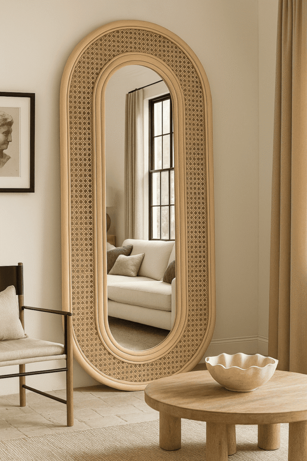 Handmade Rattan Wall Mirror, Real looking Mirror. - Image 9