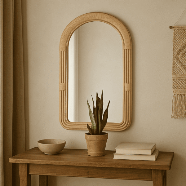 Handmade Rattan Wall Mirror, Real looking Mirror - Image 5