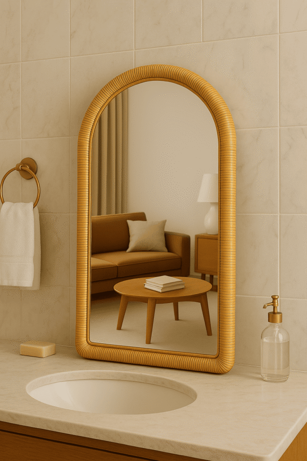 Handmade Rattan Wall Mirror, Real looking Mirror. - Image 7