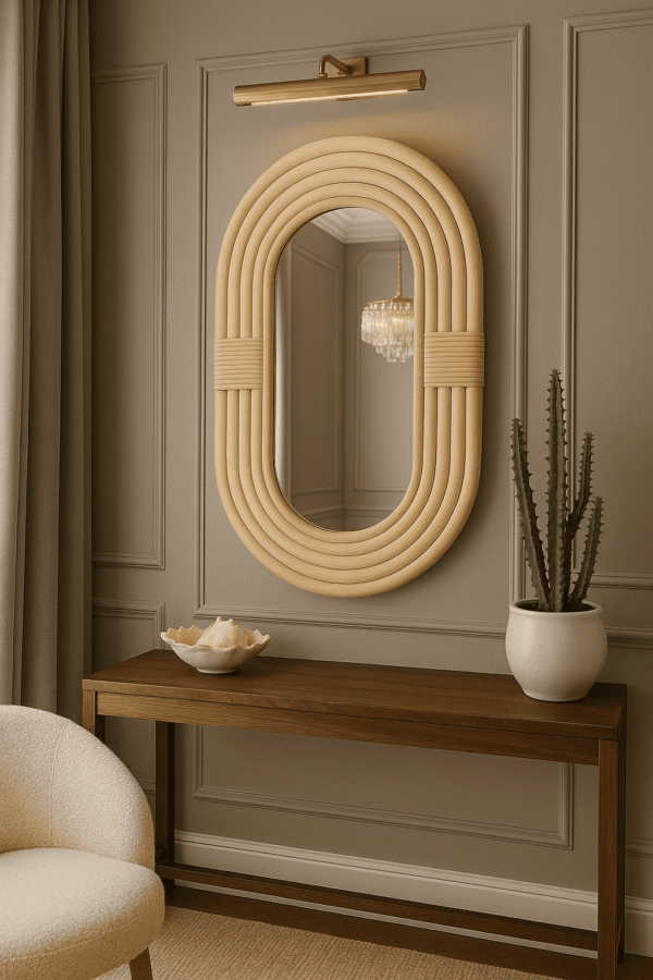 Handmade Rattan Wall Mirror, Real looking Mirror. - Image 11