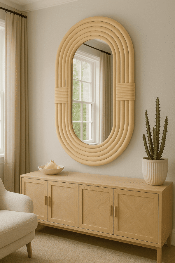 Handmade Rattan Wall Mirror, Real looking Mirror. - Image 12